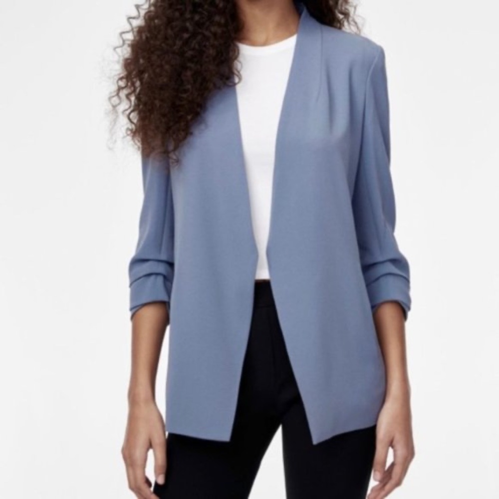 Babaton Dusty Blue Relaxed Open-Front Blazer